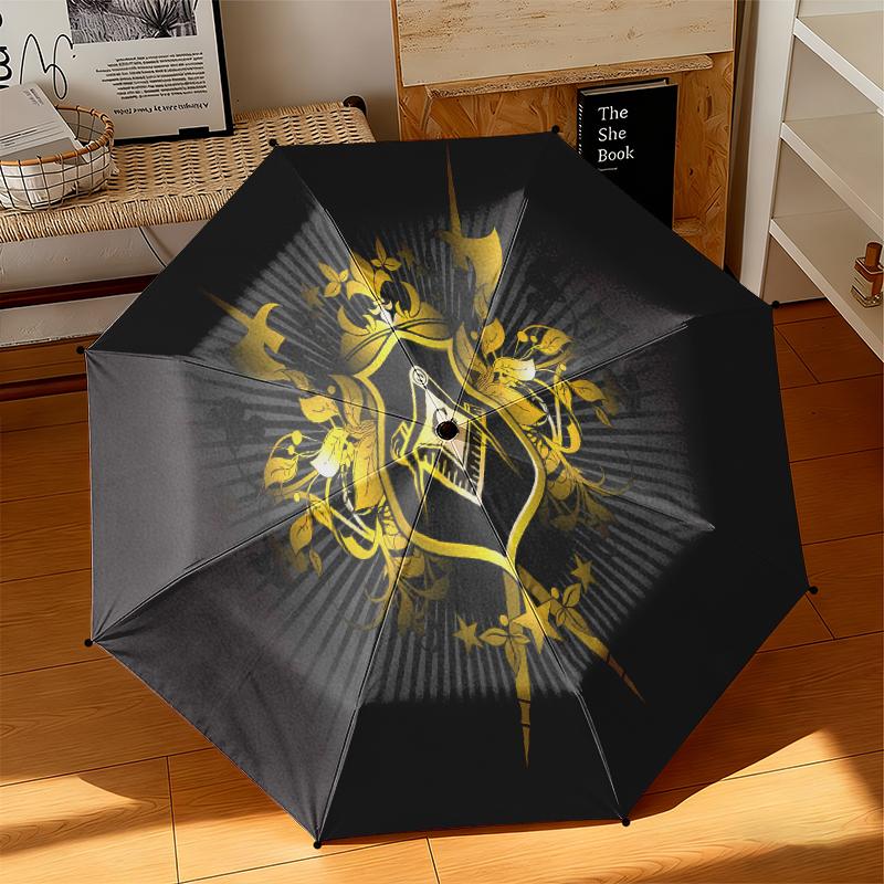 1pc Illuminati All-Seeing Eye Umbrella Portable Folding Umbrella Iron Frame Hole Bone Structure Outdoor Home Umbrella
