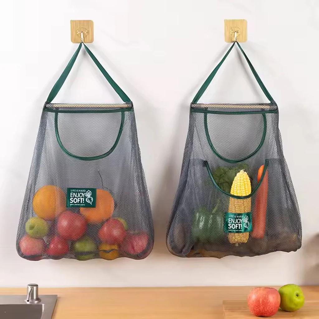 1pc-Reusable Storage Bags Kitchen Hanging Mesh Bag Home Fruit And Vegetable Storage Net Bag For Ginger Garlic Potatoes Onions