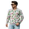Camiseta Informal Navideña para Hombre con Cuello en V Cómoda Holgada Estampado Urbano