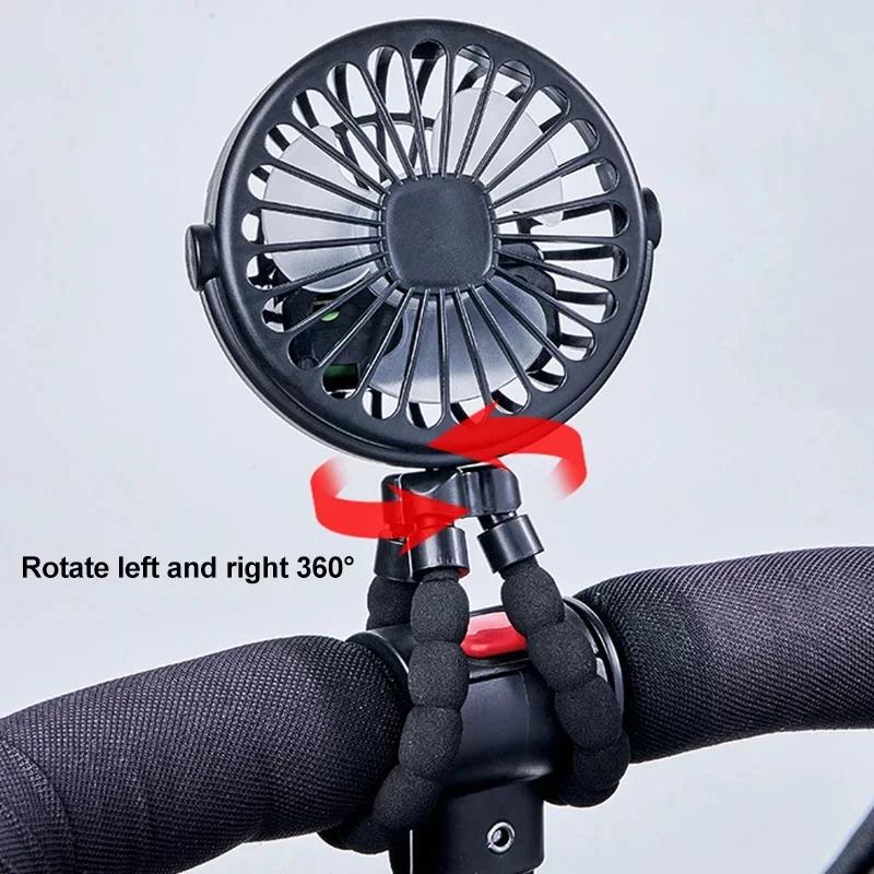 USB Rechargeable Octopus Multifunctional Mini Fan Fixable Small Fan Portable Desktop for Baby Stroller Bicycle with Soft Wind