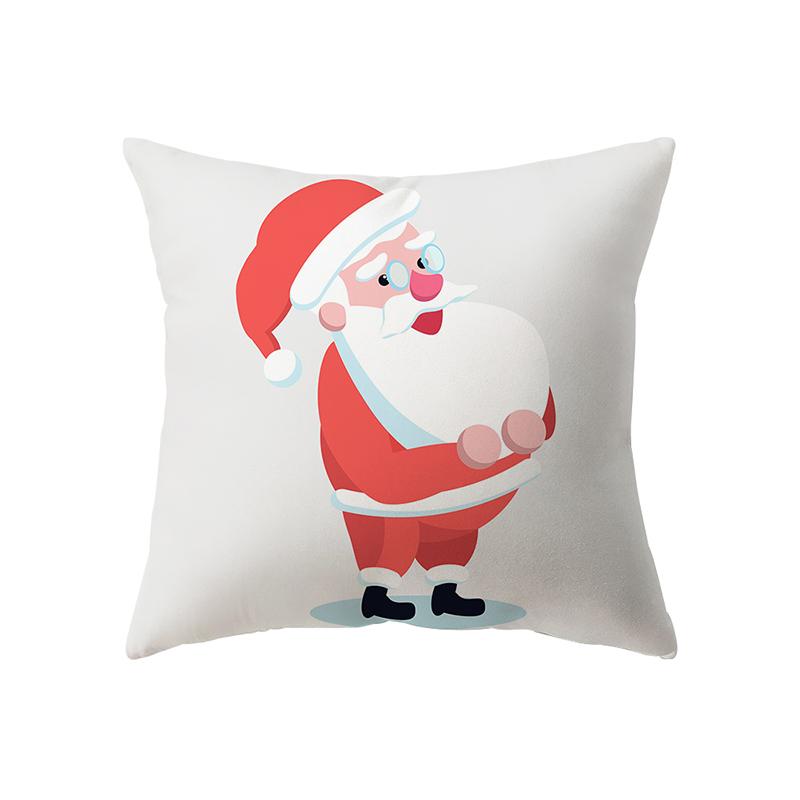 Merry Christmas Snowman Print Pattern Cushion Cover Home Living Room Sofa Decoration Square Polyester Pillow Pillow Cover