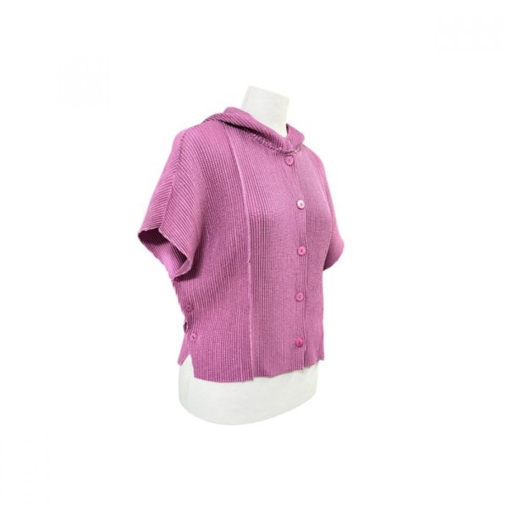 LA VITA JUNKO Button Up Hood Short Sleeve Vest Ltsvt003 