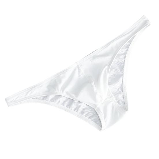 Men Briefs Ice Silk Thin Stripe Solid Color U Convex Inside Wearing Sexy Quick Dry Thong Panties Underpants for Sleeping