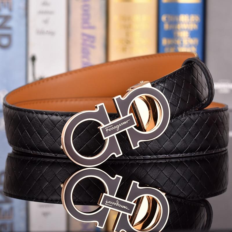 Salvatore Ferragamo Pánský opasek z hovězí kůže 3,3 cm Luxusní značkový designový opasek Oblek Džíny Formální Značka