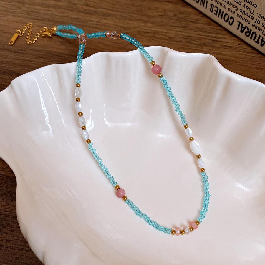 Ethnic Style Irregular Beaded Crystal Beaded Necklace Women's Clavicle Chain Holiday Style Necklace