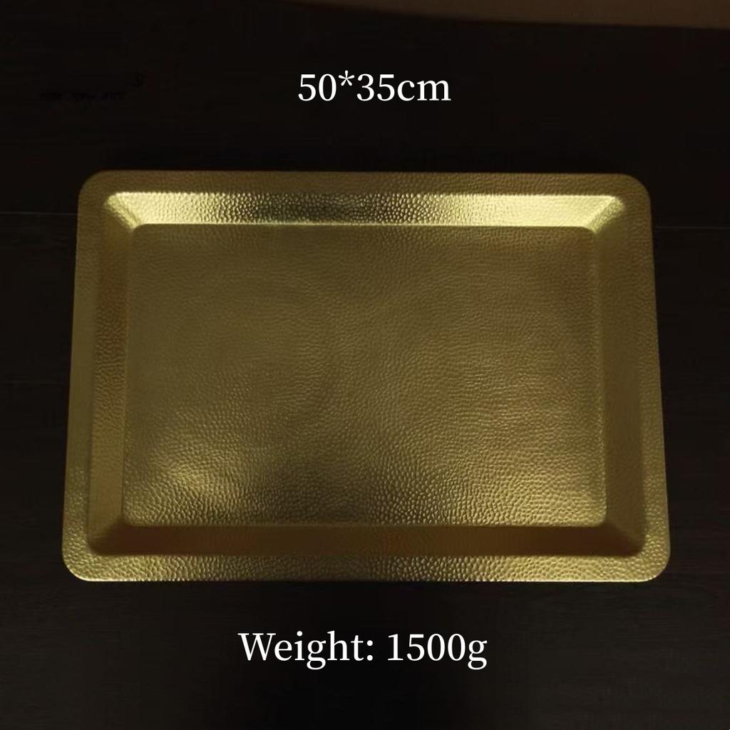 Multiple Sizes Rectangle Shape Copper Fruit Tray,Vintage Hammer Texture Home Food Plate Tableware,Snack Disc Table Decoration