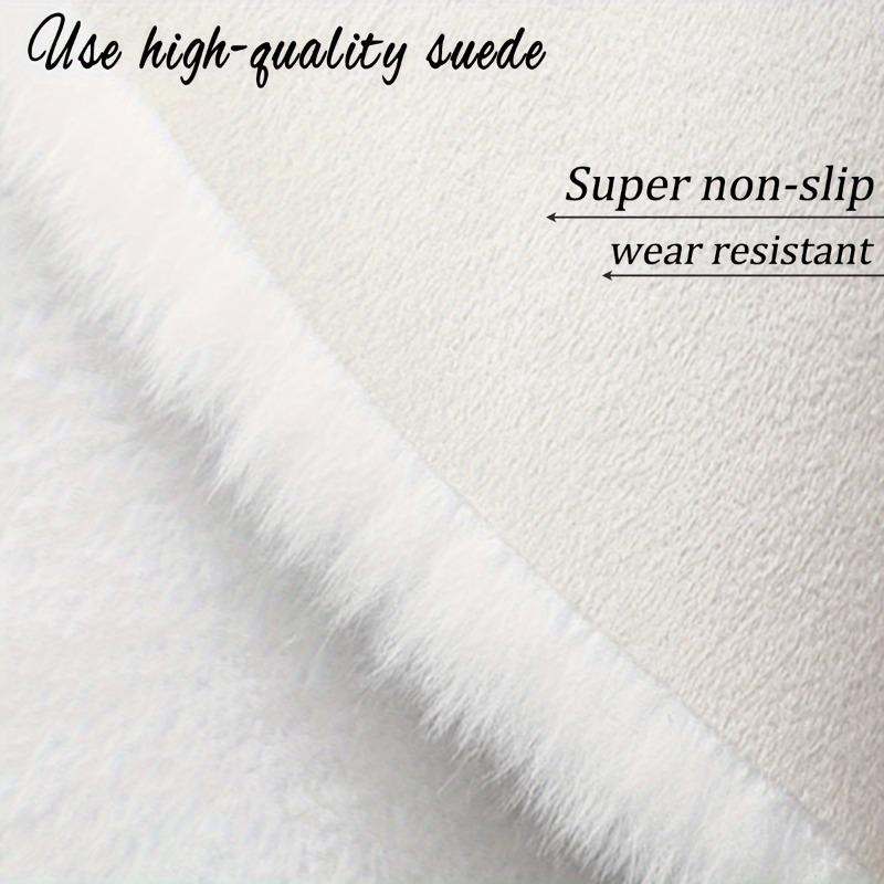1pcs Faux Rabbit Fur Polyester Rug Irregular Woven Machine Washable Carpet for Living Room Bedroom Study Solid Color Floor Mat
