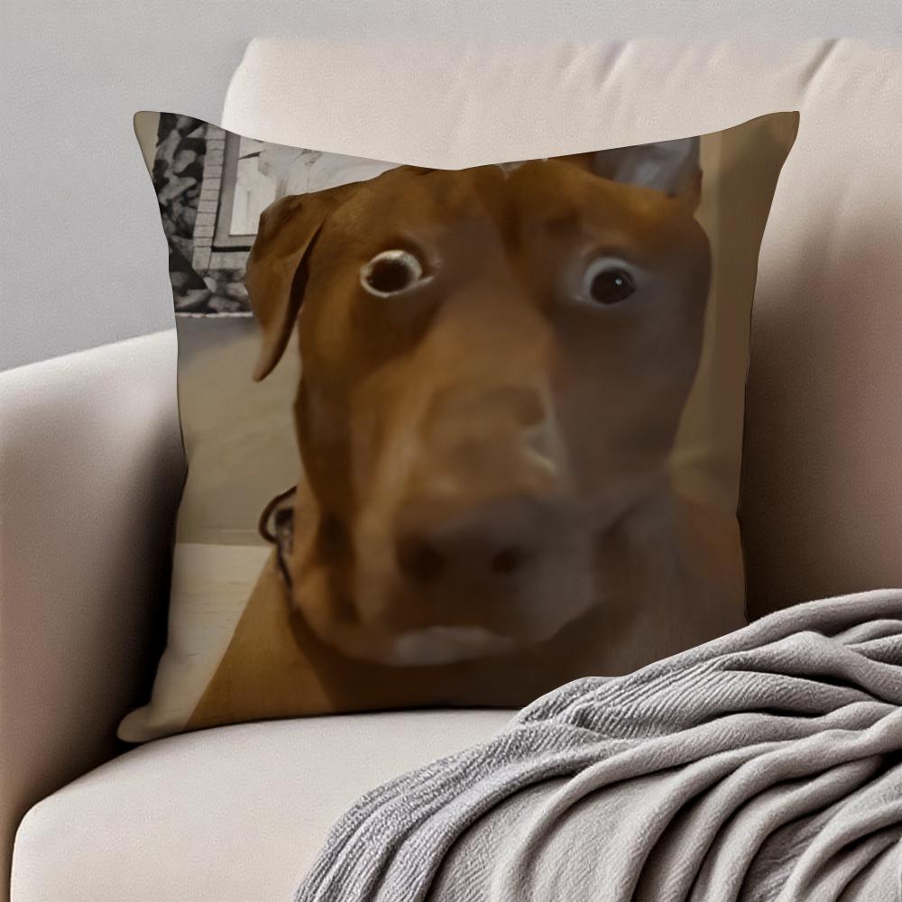 Abstract Cute Funny Pet Dog Meme Cushion Cover Pillowcase Antidustmite Invisible Zipper Short Plush Sofa Cushion