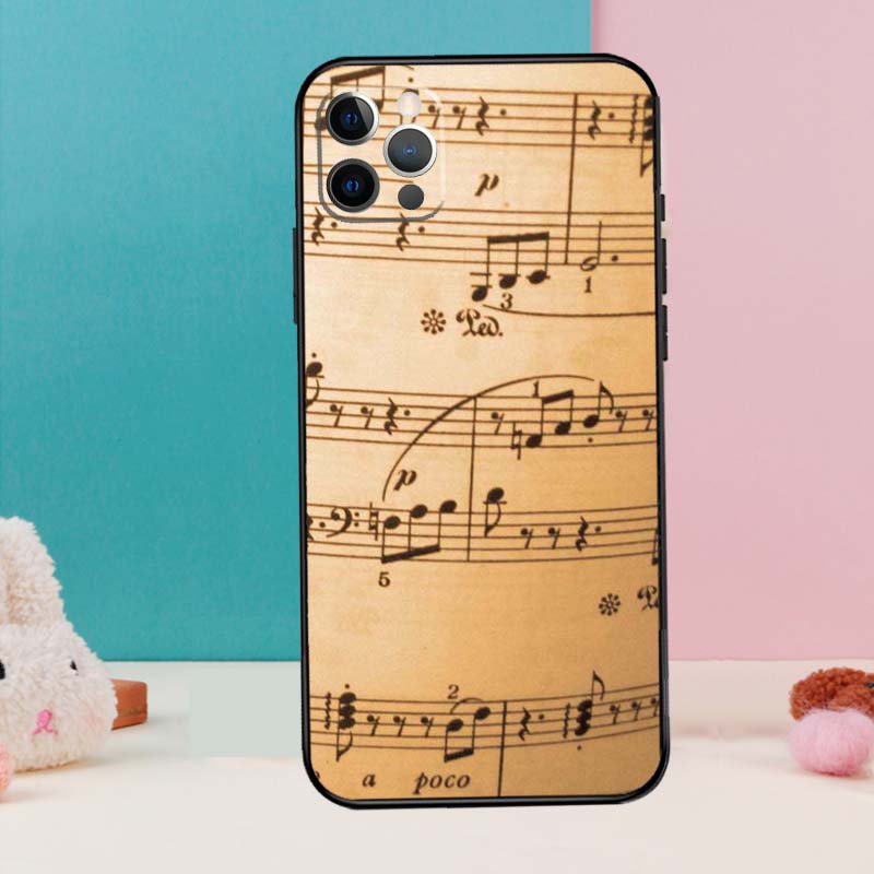 Musiknot Symbol Piano Telefonfodral För iPhone 17 Air 16 15 14 12 11 13 Pro Max 12 13 mini 15 16 Plus 16e Fodral Coque