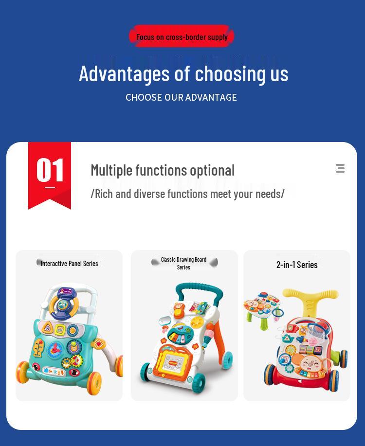 Interactive Baby Walker Toy with Music, Anti-Rollover, for Ages 6-18 Months