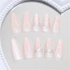 24 Pieces Press On Nail With Bows Details Glossy Full Cover Stick On Nail Acrylic Artificial Nail for Women Girls