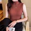 Half High Neck Sleeveless Vest Base Top for Spring Style, Paired with Knitted Women's Clothing