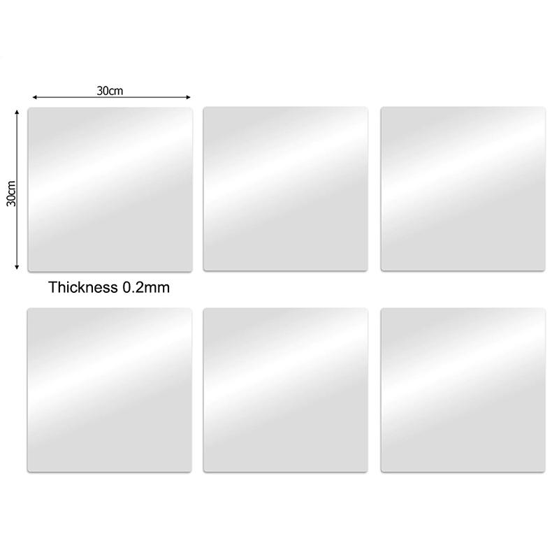 8 Stück 20X20Cm / 30X30Cm Acryl Flexible Spiegelfolien / Selbstklebende Türspiegel-Fliesen / Zuschneidbarer Wandmontierter Spiegel-Stic