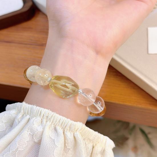 Natural crystal citrine, white crystal, yellow pyramid crystal, sugar cube design bracelet, non-inlaid women's bracelet jewelry
