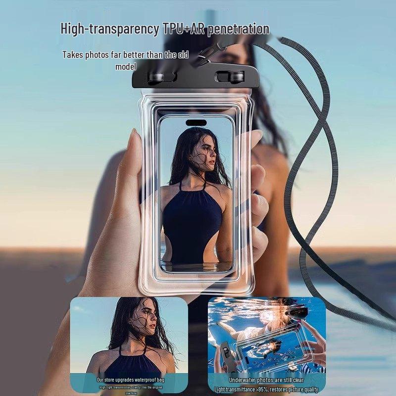 Floating Waterproof Phone Bag with Airbag: Touchscreen Compatible, Transparent, for Swimming, Rafting, Diving, Water Parks, and Photography