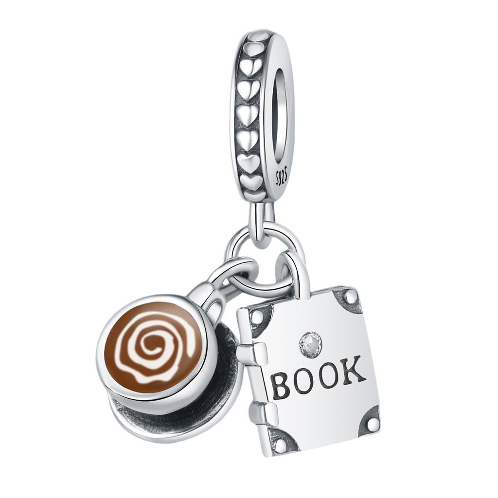 Jewelry Sterling Silver 9 Pendant Coffee Mug Book Pendant Suitable For Diy Dora Bracelet Necklace Accessories