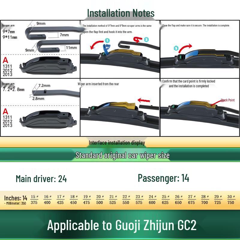 Multi-functional Frameless Silent Wiper Blade for Guoji Zhijun GC2
