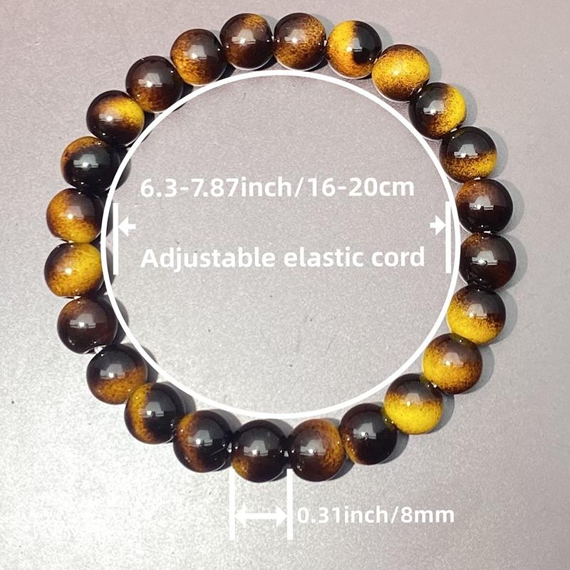 Charm Bracelet Tiger Eye Stone Beads Elastic Beaded Bracelets For Men Women Jewelry