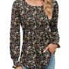 Women's Solid Color Casual Bubble Sleeves, Drawstring Round Neck Long Sleeved Top