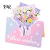 Floral Bouquet Greeting Card 10Pcs 3D Flower Thank You Card, Best Wishes Note Cards Appreciation Gifts for Anniversary, Mother's Day, Teachers'