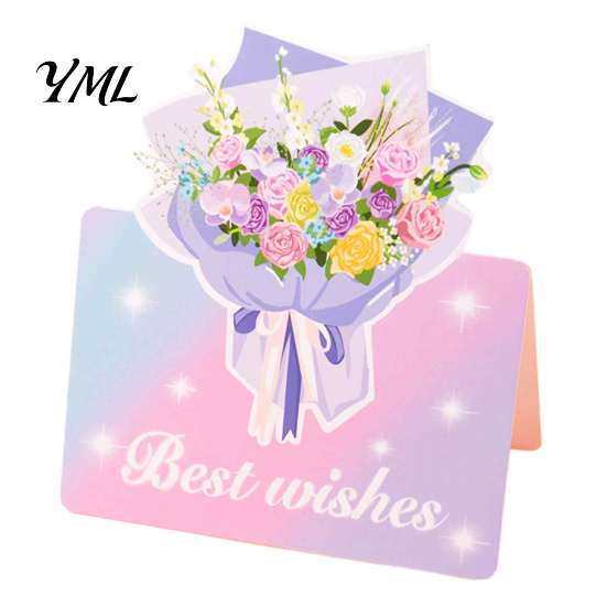 Floral Bouquet Greeting Card 10Pcs 3D Flower Thank You Card, Best Wishes Note Cards Appreciation Gifts for Anniversary, Mother's Day, Teachers'
