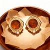 Elegant Stainless Steel Pearl Earrings - Autumn/Winter Chic