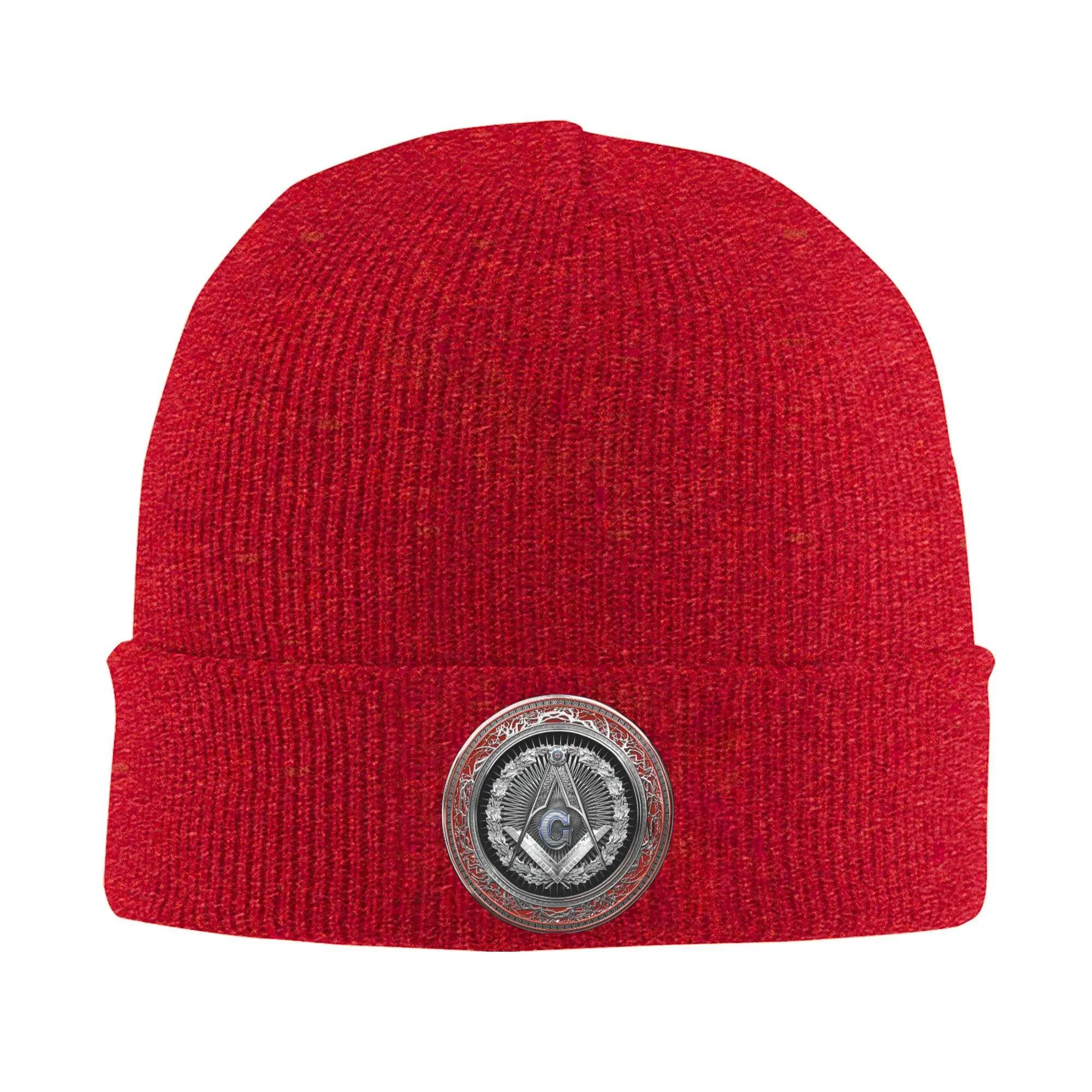 

Custom Masonic Mason Freemason Skullies Beanies Caps Unisex Streetwear Winter Warm Knit Hat Adult Freemasonry Bonnet Hats One Size