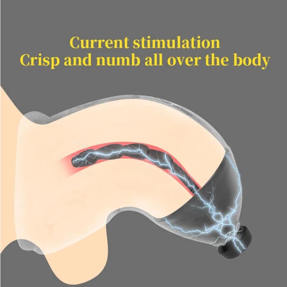 Electric Shock Male Soft Chastity Cage Chastity Device Electric Stimulation Urethral Sounding Plug Dilator Shock Masturbation