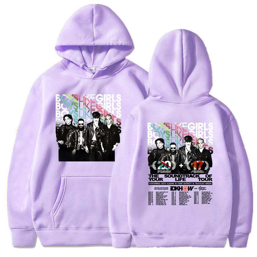 Толстовки BLG THE SOUNDTRACK OF YOUR LIFE TOUR Рок-группа BOYS LIKE GIRLS Толстовки с графическим принтом XXXL
