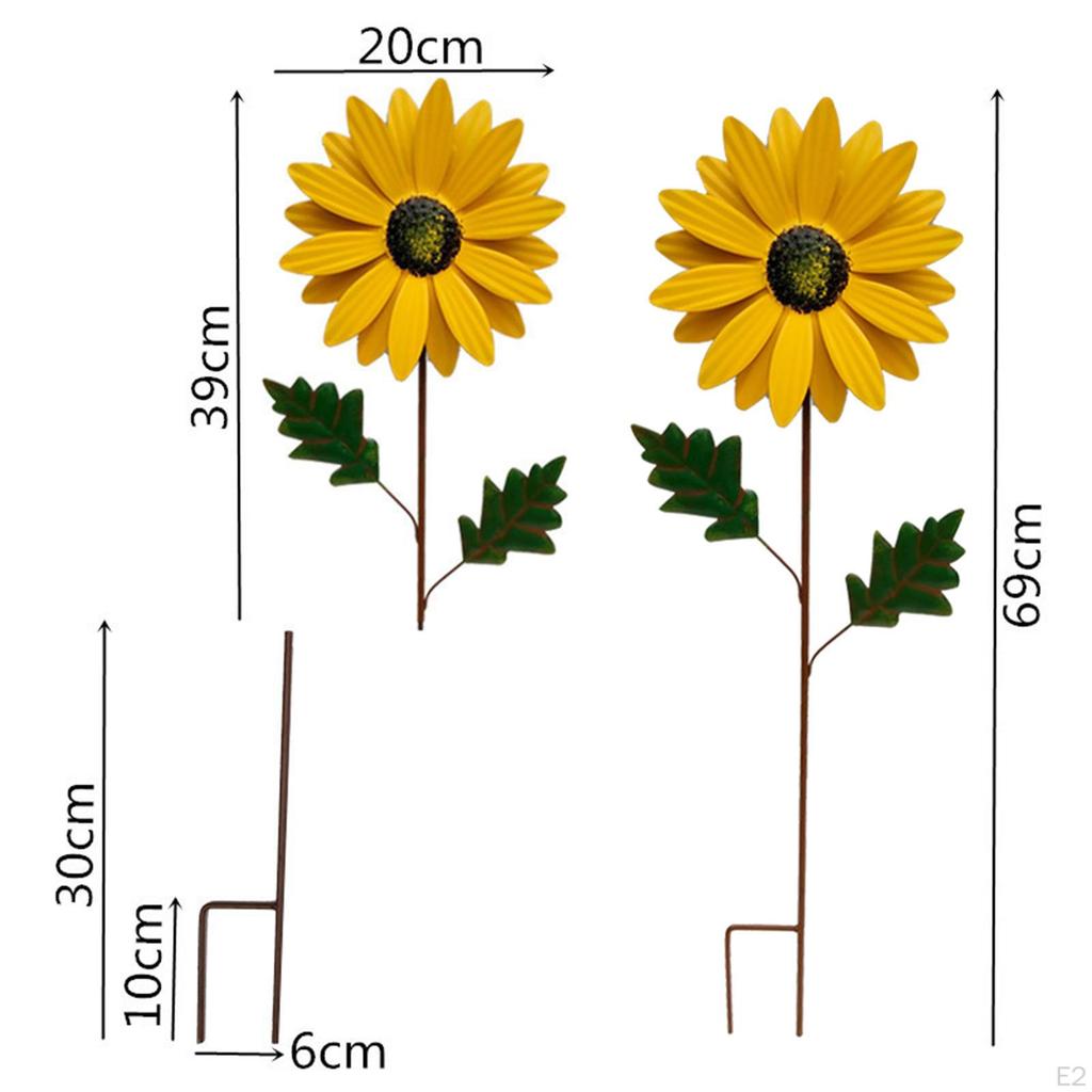 Vertical Metal Wind Stake Art Decor Flower Sculpture for Garden Farmhouse Yard Outdoor Decoration