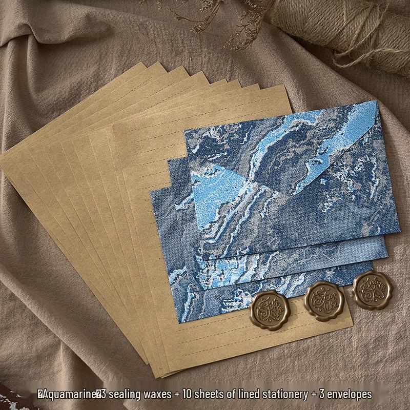 Retro Embossed Chinese Style Letter and Envelope Set with Wax Seal