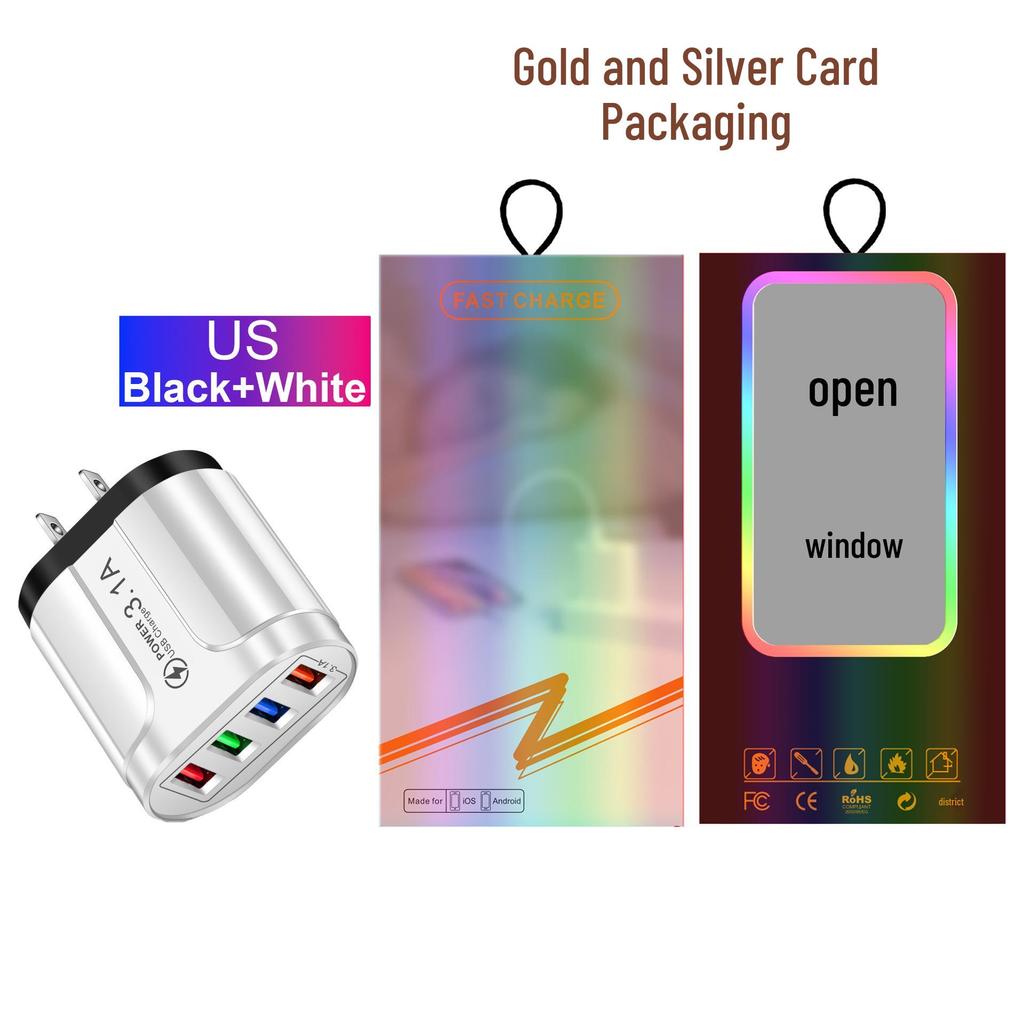 Multi-Port 5V/2.4A Butterfly Travel Charger with 4 USB Ports for EU, US, and UK