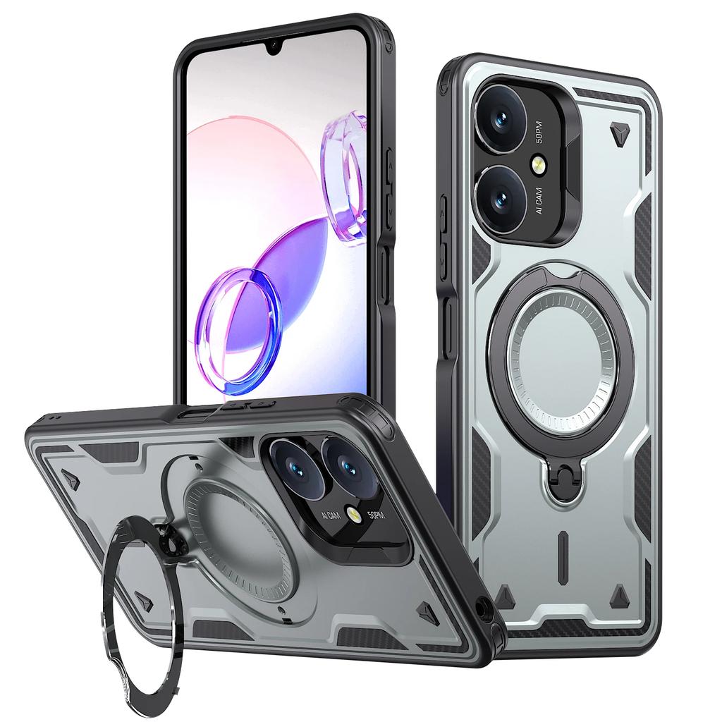 For Xiaomi Redmi 13C 12C 11A Poco C65 C55 4G Case Military Armor Shockproof 360° Rotating Ring Stand TPU Plastic Phone Cover