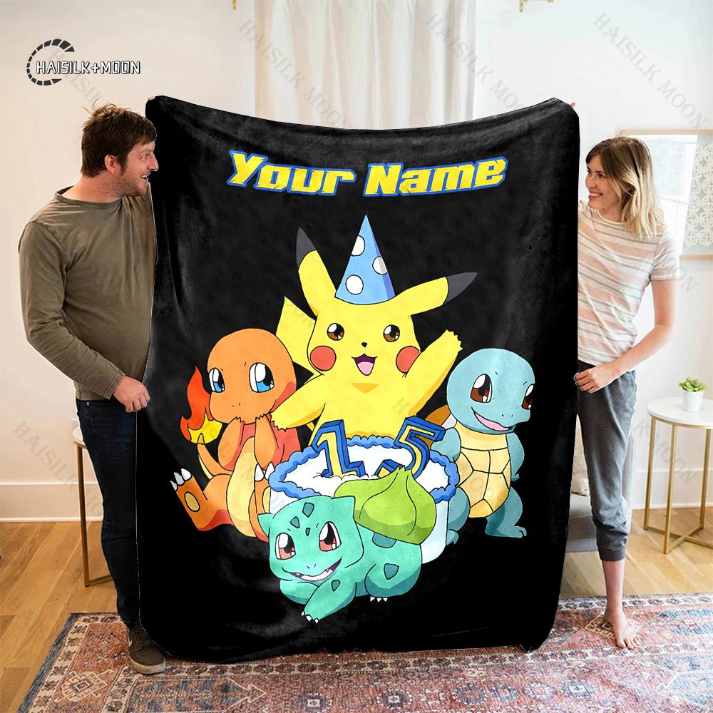Free Shipping P-Pikachu C-charizard Print Blanket, for Bedroom Living Room Bed Sofa Office Nap Travel Camping Holiday Great Gift