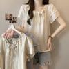 Plus Size Floral 3D Patchwork Chiffon T-shirt - Women's Summer Short Sleeve Loose Fit Top
