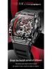 Durham Yao Men's Waterproof Mechanical Watch - Tonneau-Shaped Alloy Case with Carbon Fiber Design and Skeleton Dial