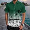 Hawaii Kokospalme Herren Kurzarmhemd Outdoor Freizeit Oberteile Sommerurlaub Stil Blumendruck Mode Herrenbekleidung