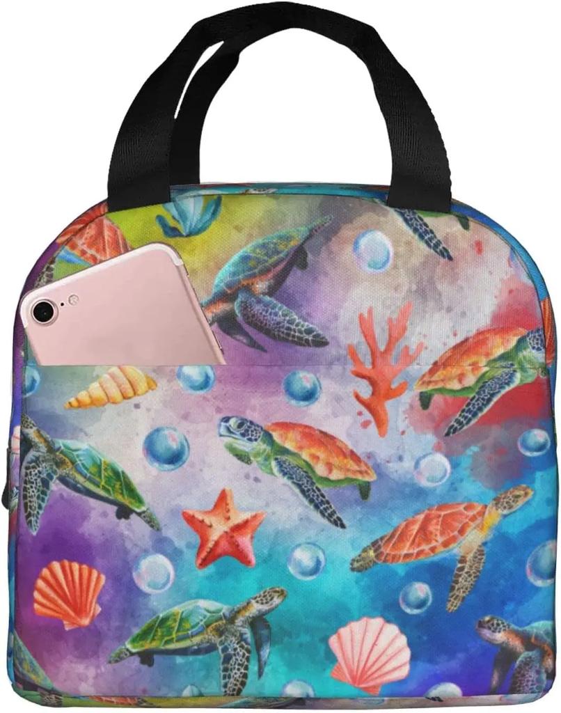 Sea Turtle Portable Tote Lunch Bags Insulated Lunch Box Cooler Lunch Bag for Picnic Boating Beach Fishing Work for Women Men