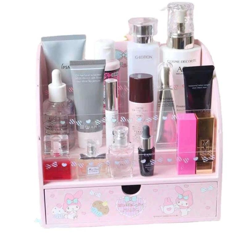My Melody Kosmetisk Smyckeskrin Organizer Display Sminkställ Flicka Skrivbordsförvaringslåda Tecknad Anime Träställ