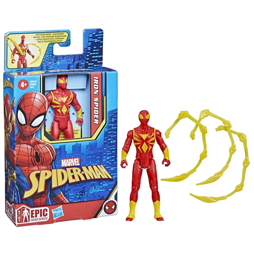 Hasbro MARVEL Epic Hero Series Iron Spider Action with for ages 4 and Authentic Spider-Man Figure, 4-inch (10 cm) tall, accessories, up, F6976,