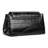 VIVIENNE WESTWOOD Hazel Magnetic Flap Crocodile Embossed Leather Underarm Bag Baguette Shoulder Tote Women Bags Black 42020005L001HN401