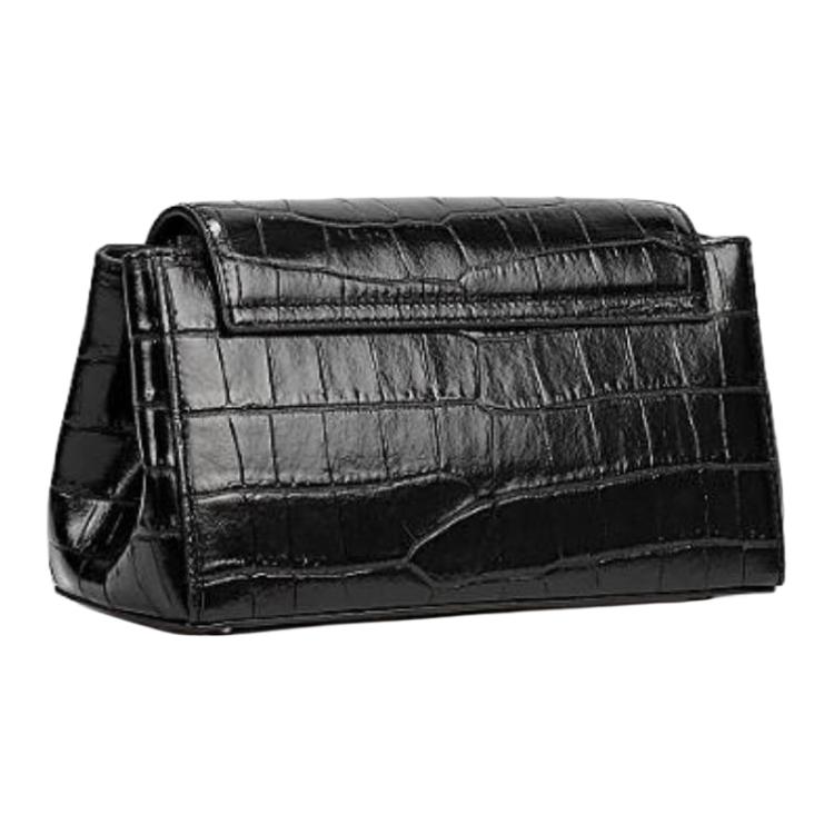VIVIENNE WESTWOOD Hazel Magnetic Flap Crocodile Embossed Leather Underarm Bag Baguette Shoulder Tote Women Bags Black 42020005L001HN401