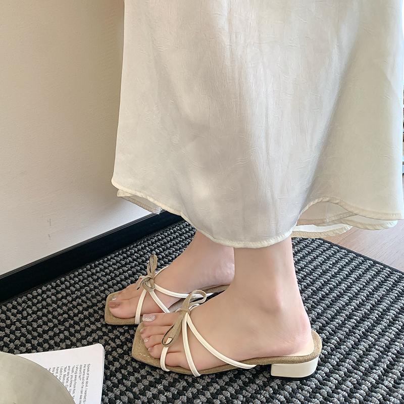 Fashion Flip-flops, Women Wear 2025 New Summer Half - Toe Sandals, Fashion Casual Mid-heel Chunky Sandals, Women's Shoes