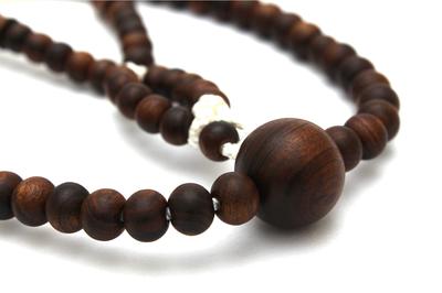Soka Gakkai Prayer Beads, Made In Kyoto, Natural Wood, Unpolished, Solid Wood, Cotton Tassel, SGI Prayer Beads, Sandalwood, for Men.