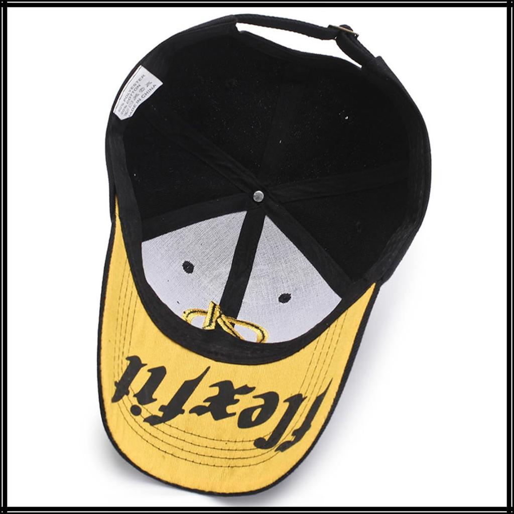 Baseball UV CZA476 [White Fang] Hat, Cap, Cap, Embroidered, Sports, Casual, Protection, Stylish, Men's, Women's, (Black Yellow)