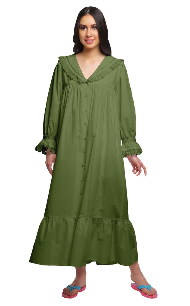 Moomaya Women's Short Sleeve Nightdress For Ladies Solid Cotton Nightwear