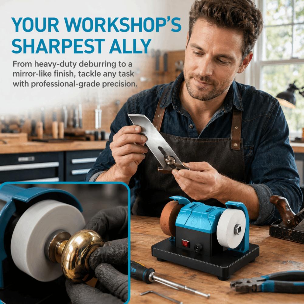 Motor-Driven Mini Bench Grinder Dual Wheel Electric Polishing Machine Electric Sharpener Garage