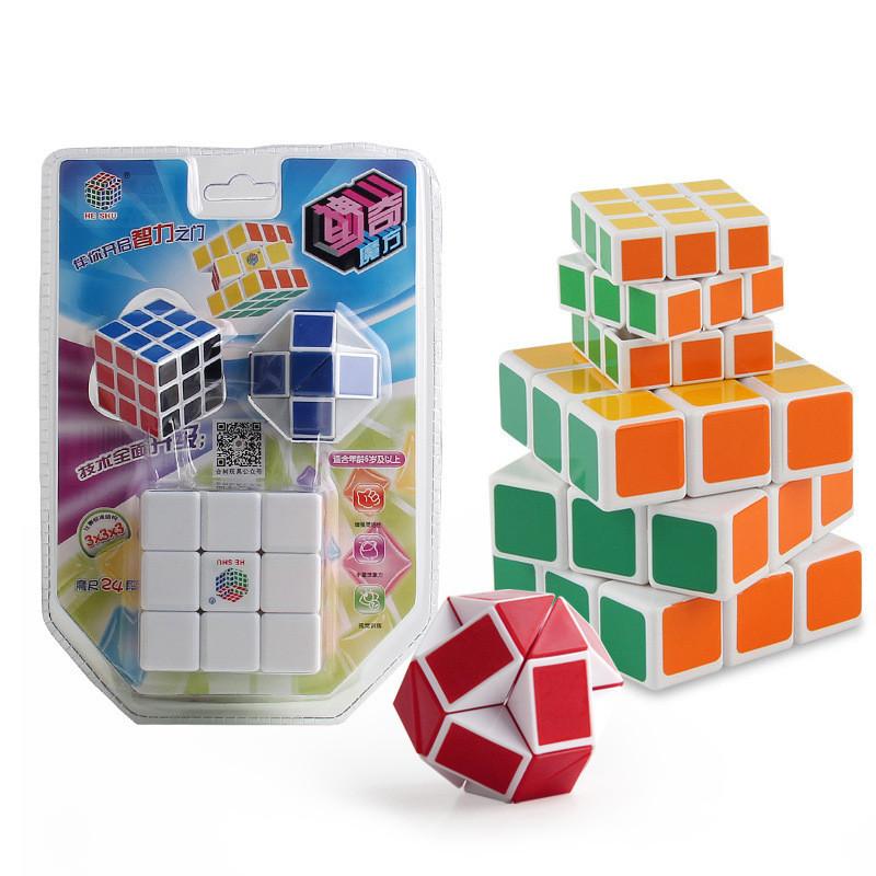 Lernplastik Drei-Schichten-Zauberwürfel Bunt Glattes Fingerpuzzle Spielzeug Set