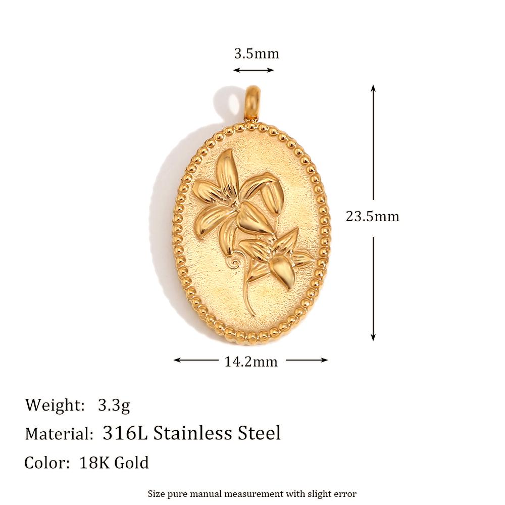 MamacitaSlay Elegant Vintage Tulips Lily Heart diy charms 18k gold plated charms for jewelry making Waterproof Necklaces Pendant