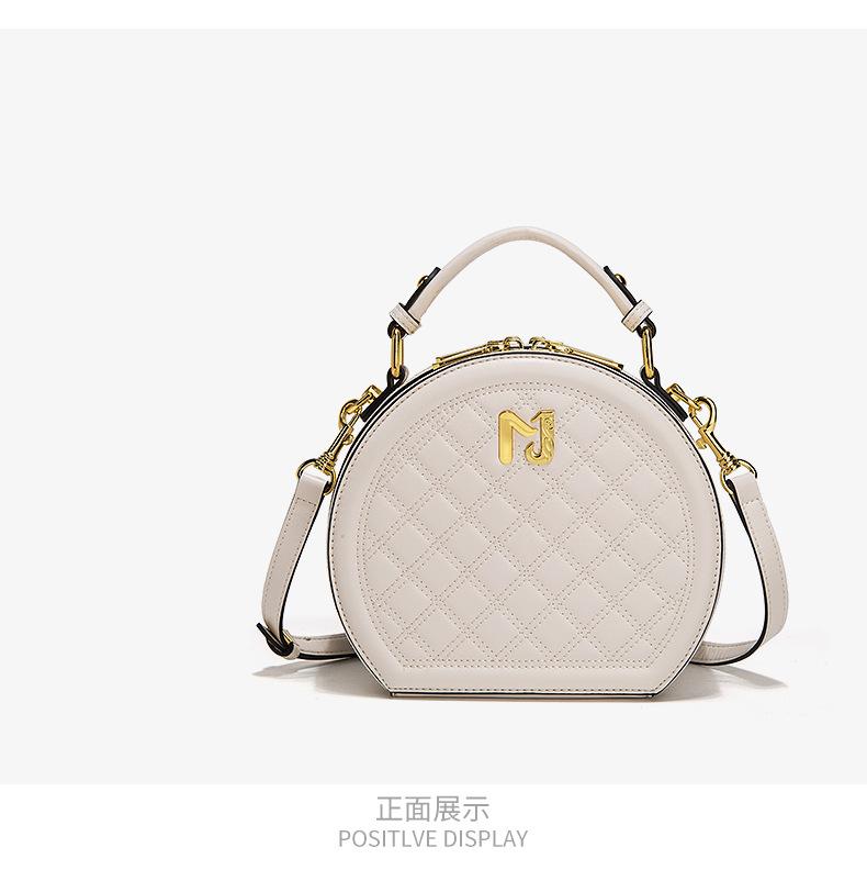 Женская сумка Lingge новая нишевая для commuting повседневная маленькая круглая ручная высококачественная и универсальная через плечо грязно-белый 5640₽